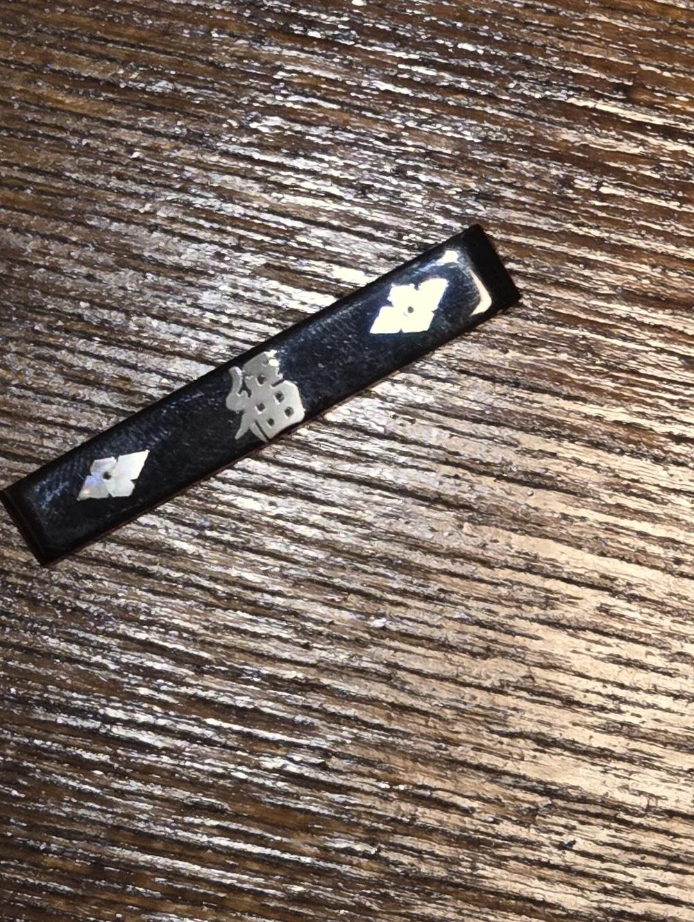 Vintage Oriental Tie Clip Dark Brown Gold Filled